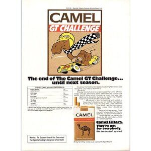 1973 Camel Cigarettes GT Challenge Race Series Vintage Print Ad 70s Wall Art